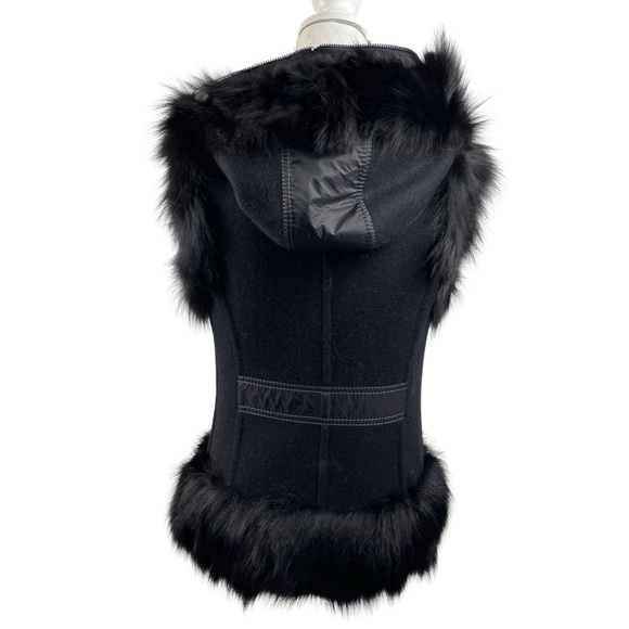 Boiled Wool Vest with Real Fox Fur - Picture 4 of 7